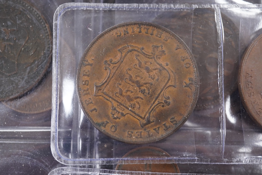 British dependencies - Guernsey and Jersey AE coins, William IV to Elizabeth II